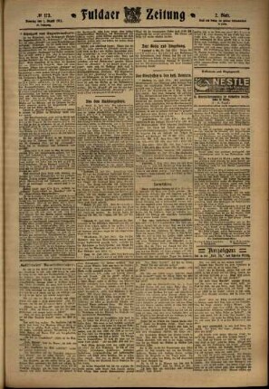 Zweite Ausgabe vom Dienstag, den 01. August 1911.