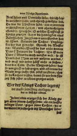 Wer des Königs Tochter begeret/ der muste seine Frag auslegen ...