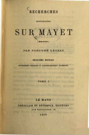 Recherches historiques sur Mayet (Maine), 1