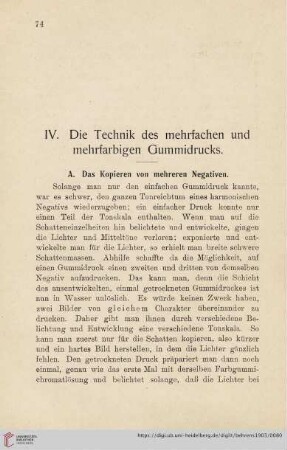 IV. Die Technik des mehrfachen und mehrfarbigen Gummidrucks