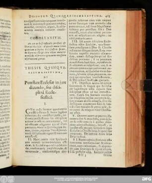 Thesis Quinquagesima Septima, De Potestate Ecclesiae in iure dicundo, seu disciplinâ Ecclesiasticâ.