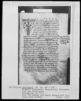 Graduale-Sakramentar-Lektionar — Initiale T(e igitur), Folio 58recto