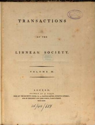 The transactions of the Linnean Society of London. 3, 3. 1797