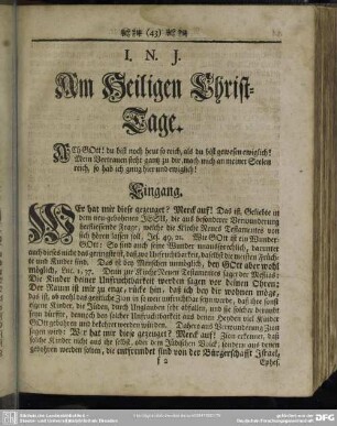 Am Heiligen Christ-Tage