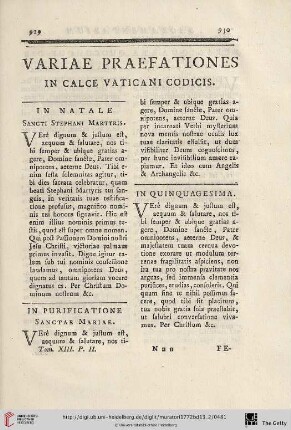 Variae Praefationes in calce Vaticani Codicis