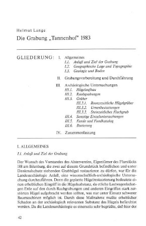 Die Grabung "Tannenhof" 1983