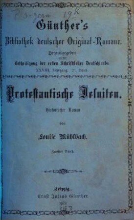 Protestantische Jesuiten : historischer Roman, [1,]2