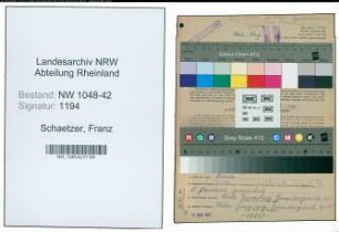 Entnazifizierung Franz Schaetzer , geb. 10.09.1921 (Fahrer)