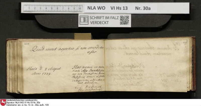 Stammbuch des U. J. Schrader aus Hannover