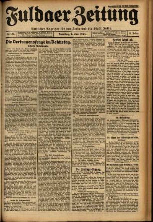 Erste Ausgabe vom Samstag, den 07. Juni 1924.