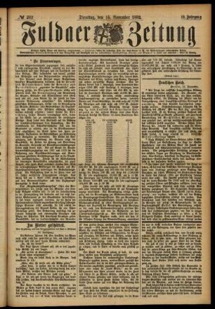 Ausgabe vom Dienstag, den 15. November 1892.