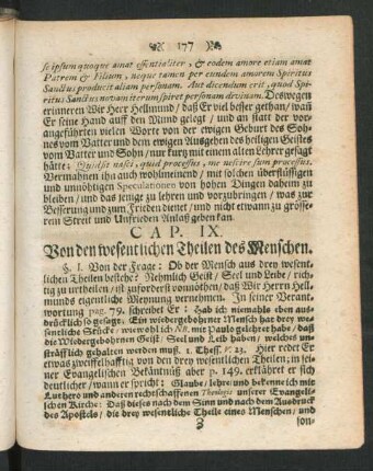 Cap. IX. Von den wesentlichen Theilen des Menschen
