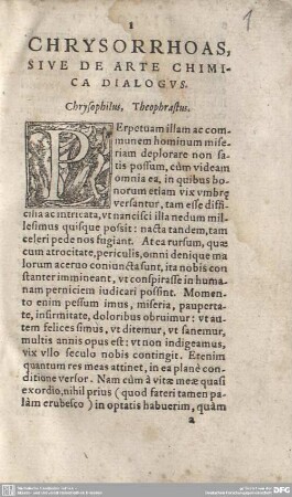 Chrysorrhoas, sive de Arte Chimica Dialogus.
