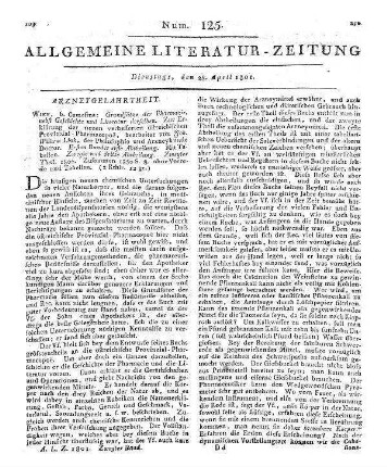 Linck, J. W.: Grundsätze der Pharmazie nebst Geschichte und Literatur derselben. Bd. 1, Abt. 1. Abt. 2-3, T. 2. Wien: Carmesina 1800