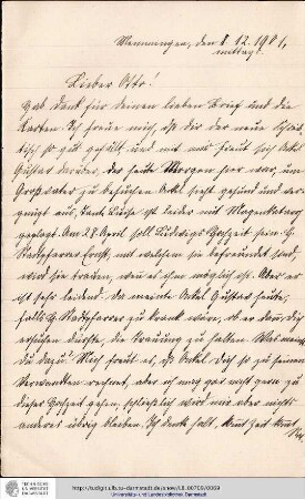 Brief vom 08.12.1901