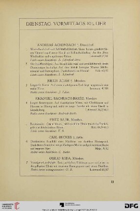 Dienstag, vormittags (Nr. 1-99)