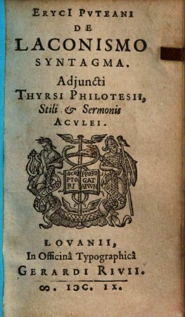 Eryci[i] Pvteani De Laconismo Syntagma