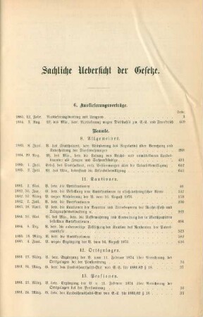 Sachliche Uebersicht der Gesetze