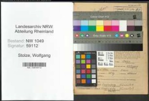 Entnazifizierung Wolfgang Stolze , geb. 11.01.1902 (Kaufmaennischer Angestellter)