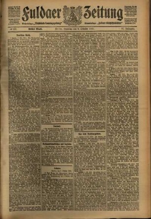 Erste Ausgabe vom Samstag, den 08. Oktober 1910.