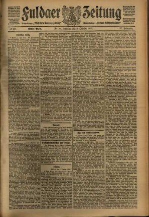 Erste Ausgabe vom Samstag, den 08. Oktober 1910.