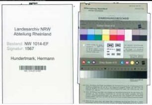 Entnazifizierung Hermann Hundertmark , geb. 27.02.1912 ()