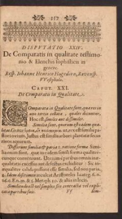 Caput XXI. De Comparatis in Qualitate.