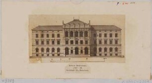Die Annenschule von Theodor Friedrich an der Humboldtstraße südlich der Annenkirche, Aufriß der Hauptfassade