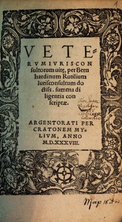 Vetervm Ivrisconsultorum uit[a]e