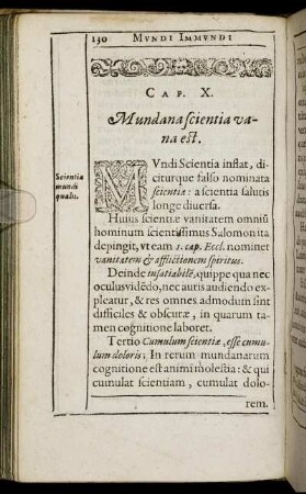 Cap. X. Mundana scientia vana est.