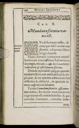 Cap. X. Mundana scientia vana est.