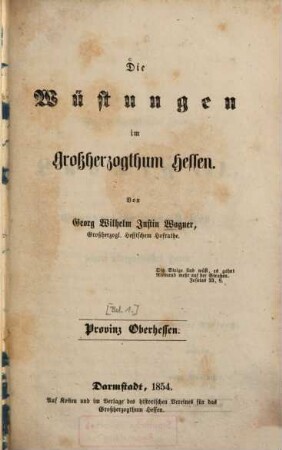 Die Wüstungen im Großherzogtum Hessen, [1]. Provinz Oberhessen