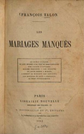 Les mariages manqués