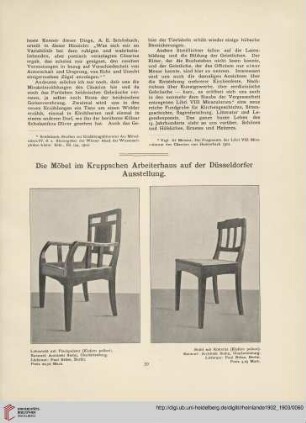 Die Möbel im Kruppschen Arbeiterhaus auf der Düsseldorfer Ausstellung