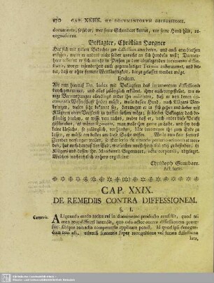 Cap. XXIX. De Remediis Contra Diffessionem