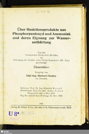 Über Reaktionsprodukte aus Phosphorpentoxyd und Ammoniak und deren Eignung zur Wasserenthärtung