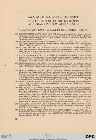 Gläser mit emailmalerei und Formgläser (Nr. 254-266)