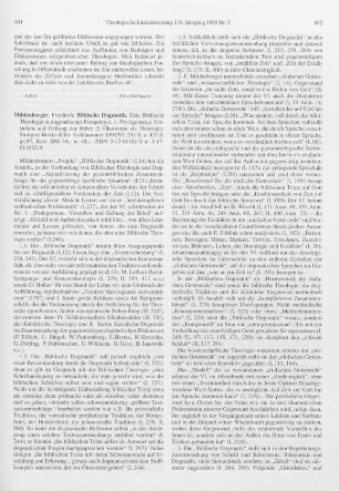 441-444 [Rezension] Mildenberger, Friedrich, Biblische Dogmatik