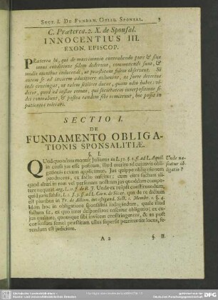 Sectio I. De Fundamento Obligationis Sponsalitae