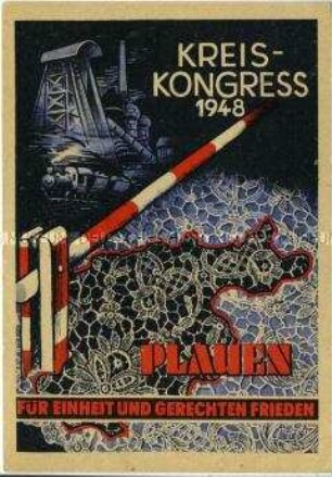 Postkarte zum Kreiskongreß für Einheit und gerechten Frieden in Plauen