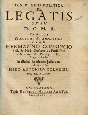 Disputatio politica de legatis