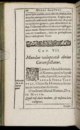Cap. VII. Mundus voluptatib ebrius Circen sectatur.
