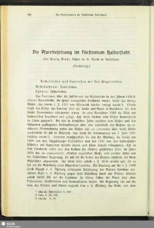 Die Pfarrbesetzung im Fürstentum Halberstadt. (Fortsetzung).