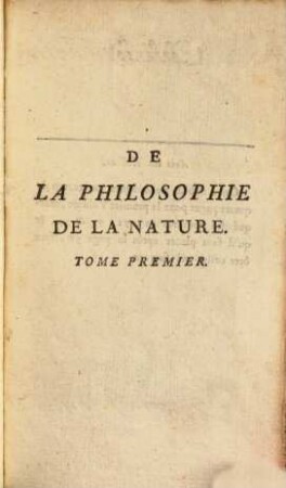 De la Philosophie De La Nature, 1