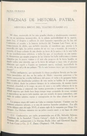 Páginas de Historia Patria - Historia breve del Teatro Cubano