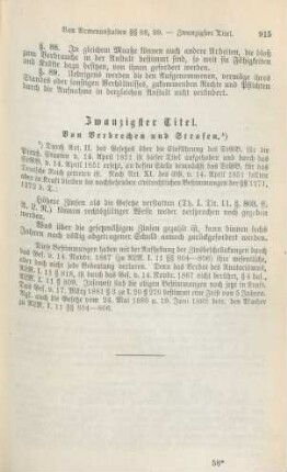 Zwanzigster Titel. Von Verbrechen und Strafen