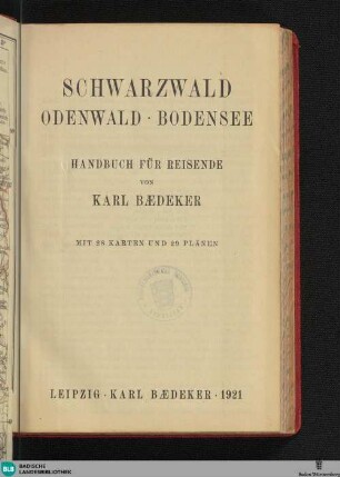 Schwarzwald, Odenwald, Bodensee : Handbuch für Reisende
