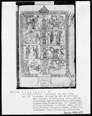 Chorbuch für die Prim — Bildseite mit Heiligen des Januar, Folio 20recto