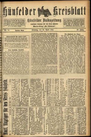 Zweite Ausgabe vom Dienstag, den 29. April 1924.
