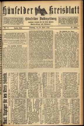 Zweite Ausgabe vom Dienstag, den 29. April 1924.